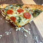 Piece of Pesto Tortilla Pizza.