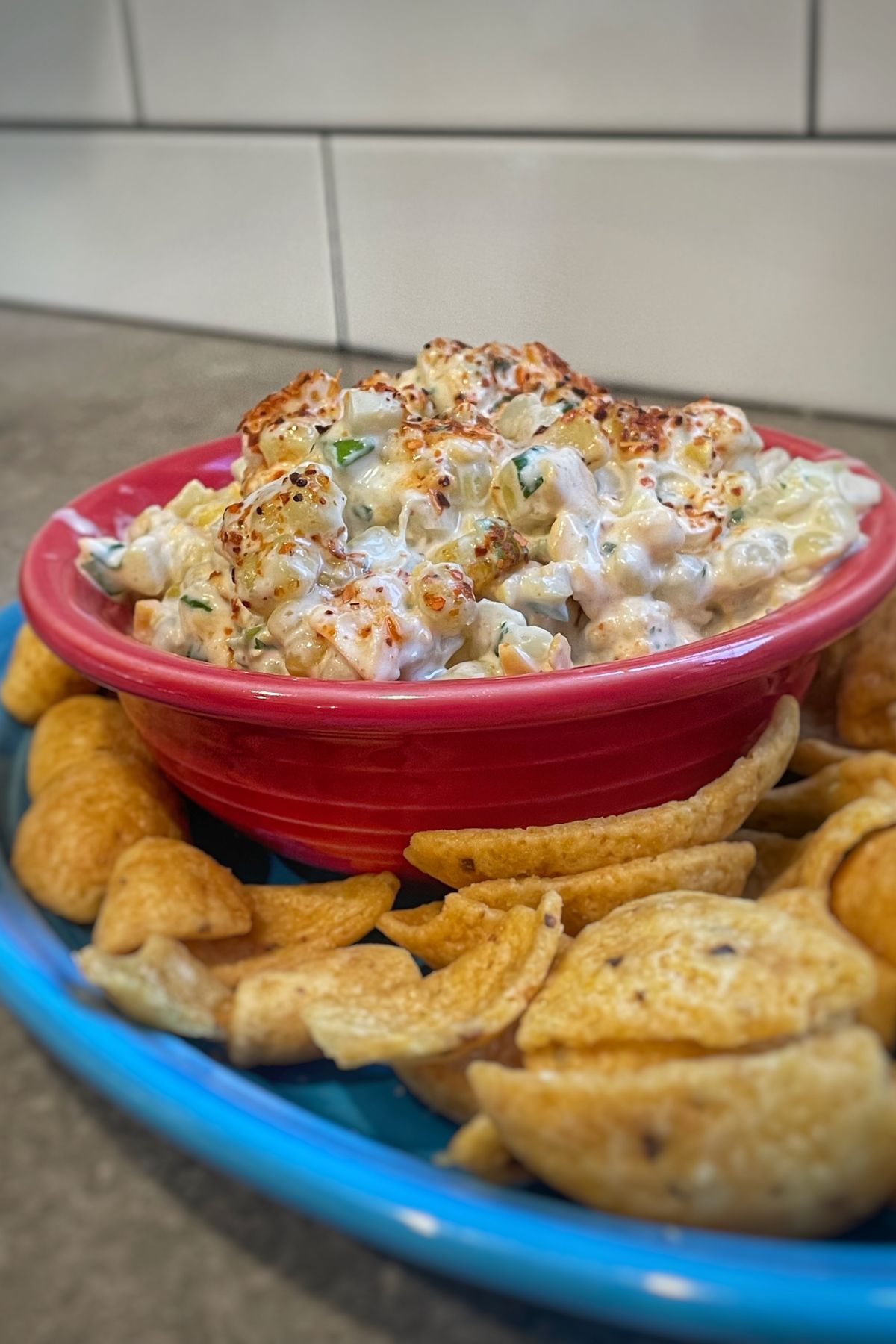 Finished Corn Dip in a bowl. 