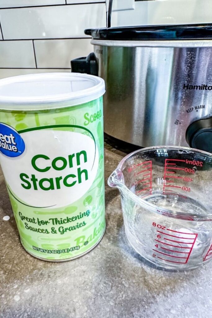 Corn Starch and measuring cup for Pot Roast Seasoning.