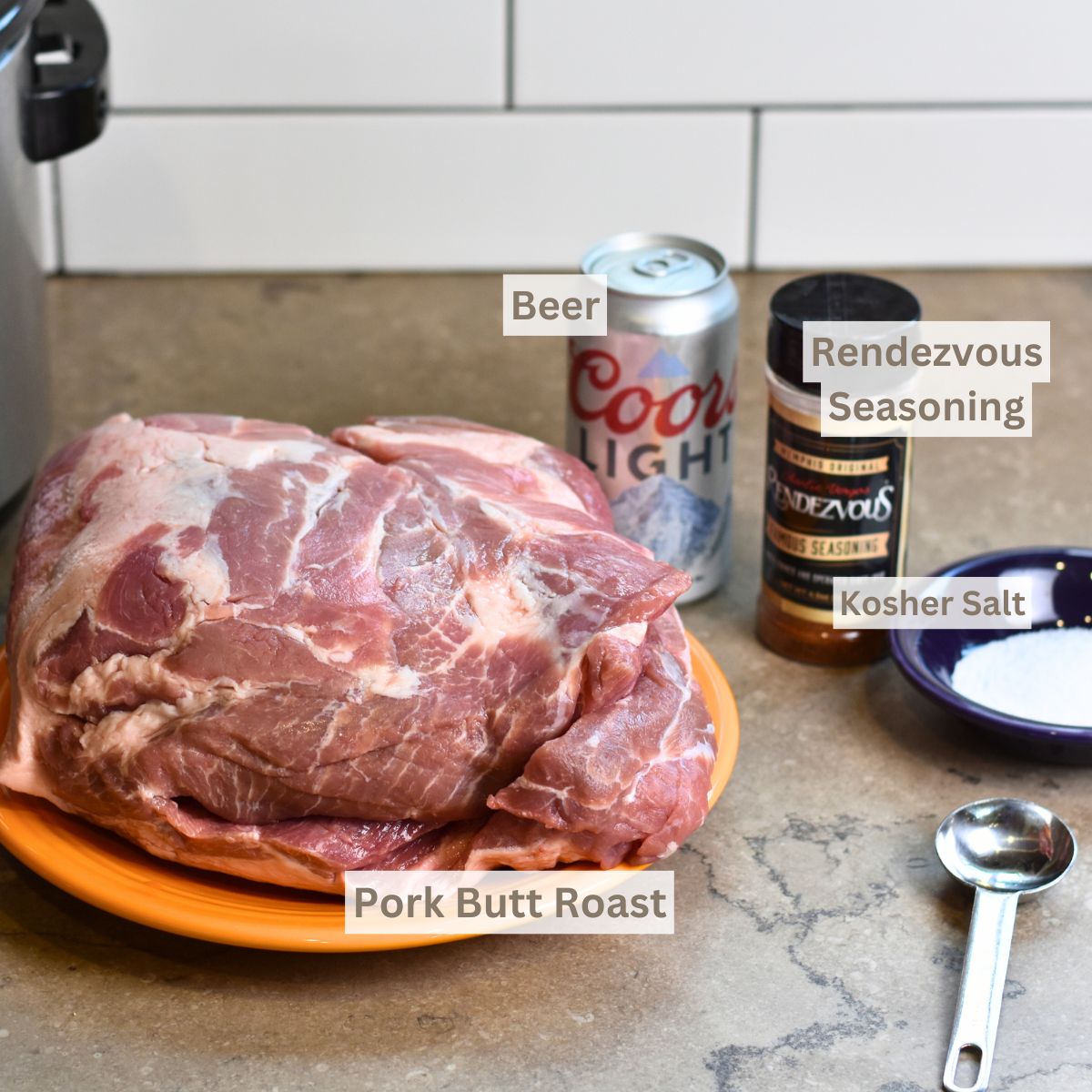 Ingredients you will need to make the pork butt in the roaster oven.