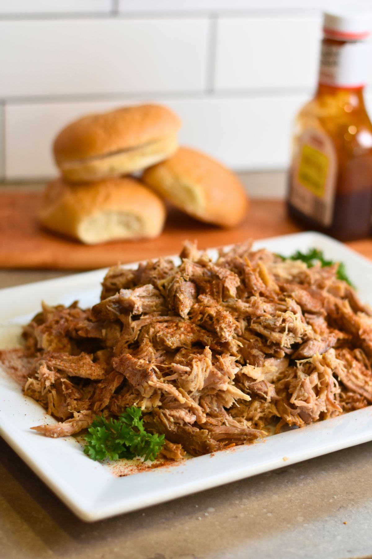 serving the pork butt that is ready-to-eat.