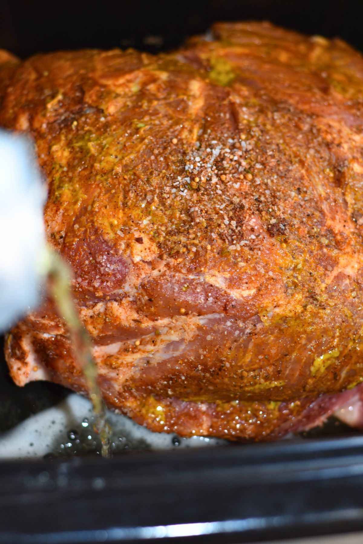 Add the beer to the roaster oven.