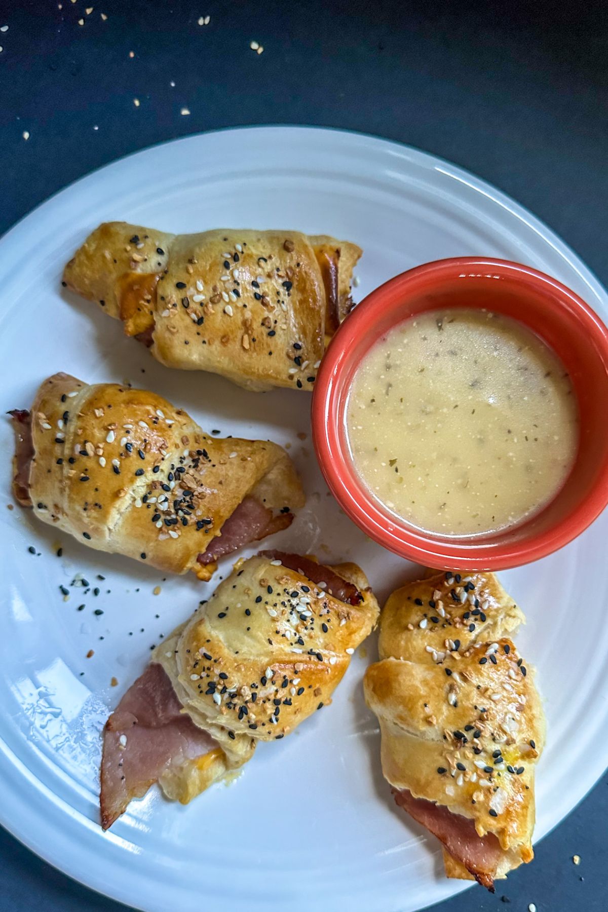 Ham and Cheese Crescent Rolls on a plate.