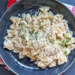 Garlic Parmesan Chicken Pasta on a plate.