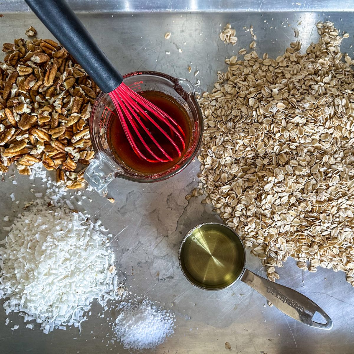 Ingredients for Maple Pecan Granola. 