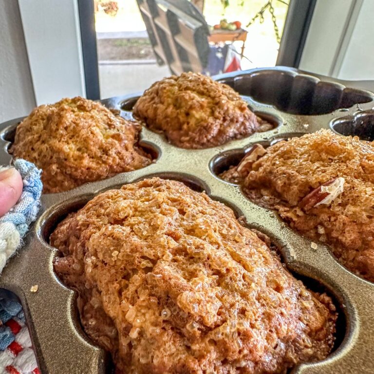 Baked Mini Banana Bread in a baking dish.