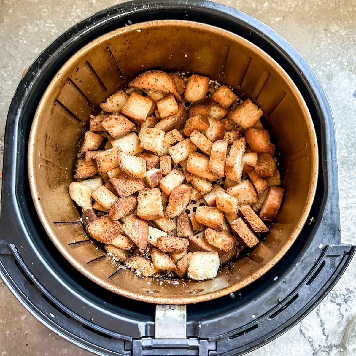 croutons just out of the air fryer.