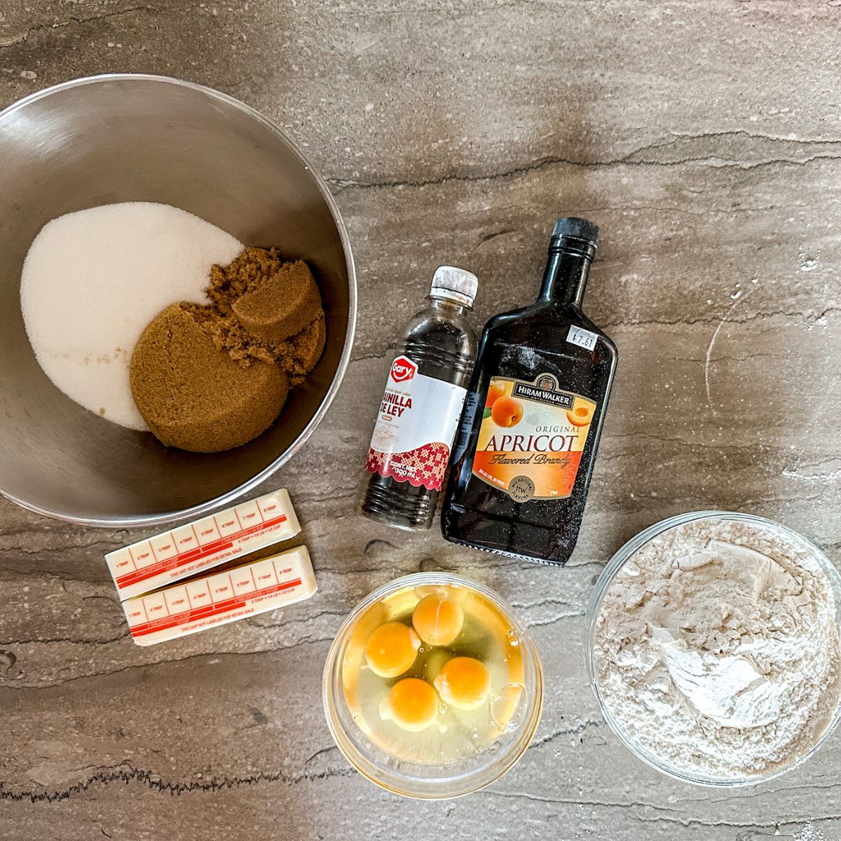ingredients for french cookies.
