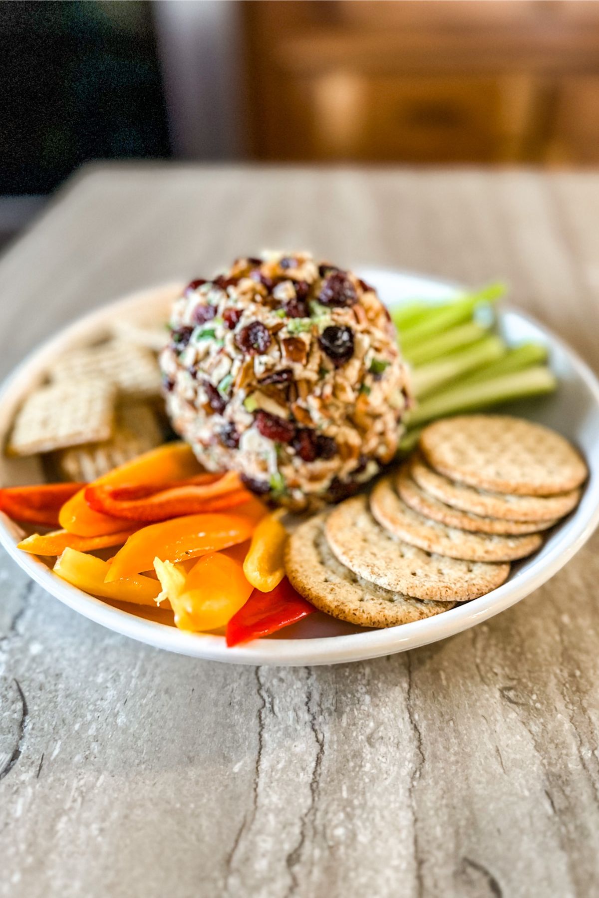 completed cranberry cheese ball.