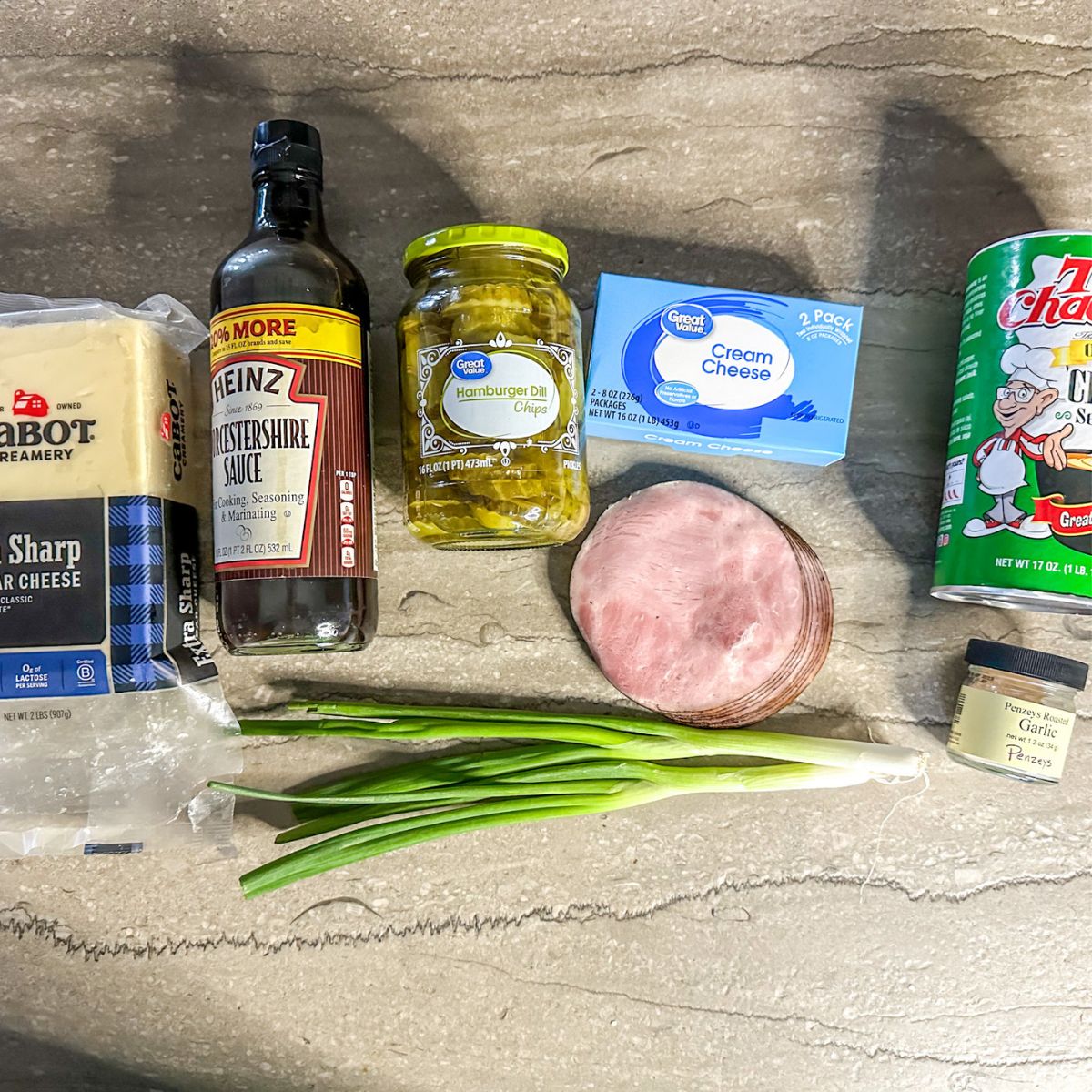 ingredients for dill pickle dip.
