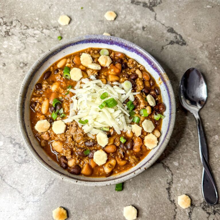 homestyle chili ready to serve.
