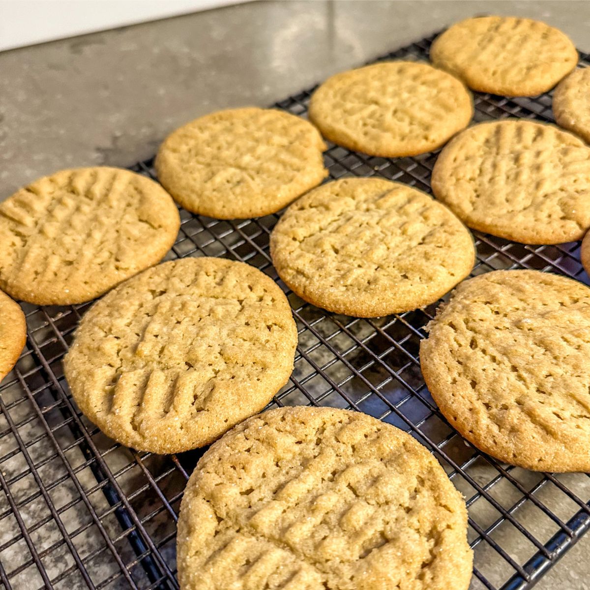 cooling honey peanut butter cookies.