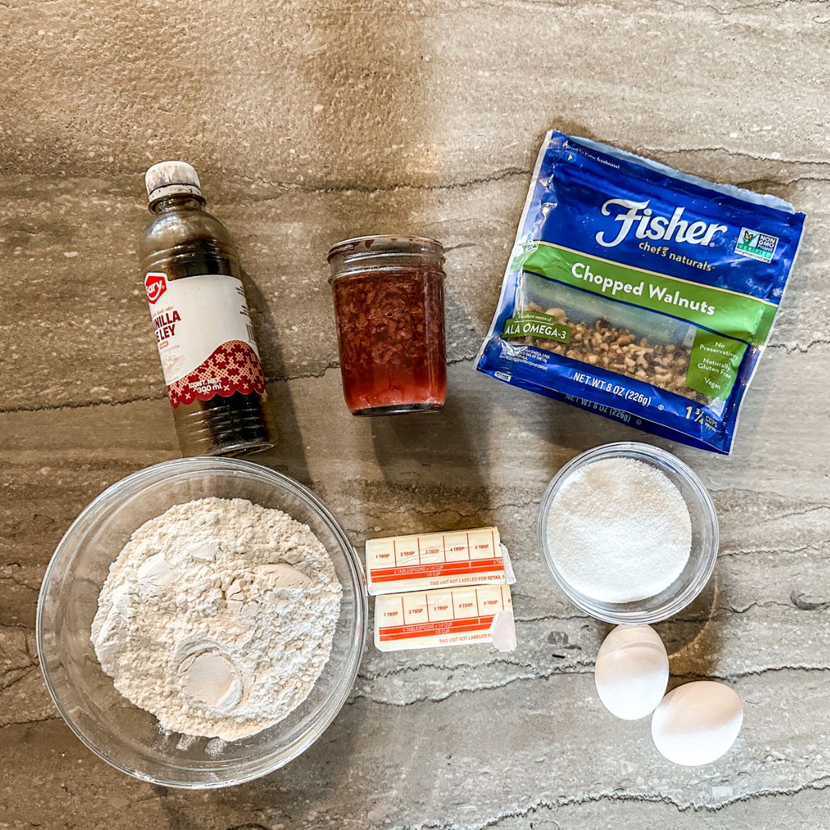 ingredients for jam thumbprint cookies