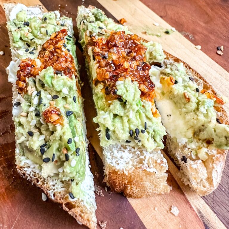 Avocado toast with everything bagel seasoning.