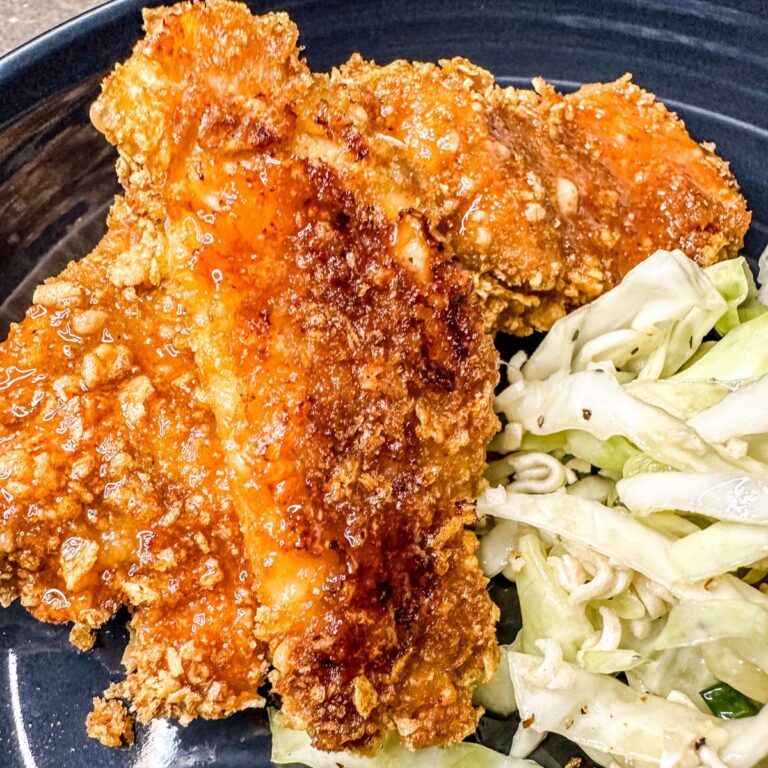 plated crispy hot honey chicken.