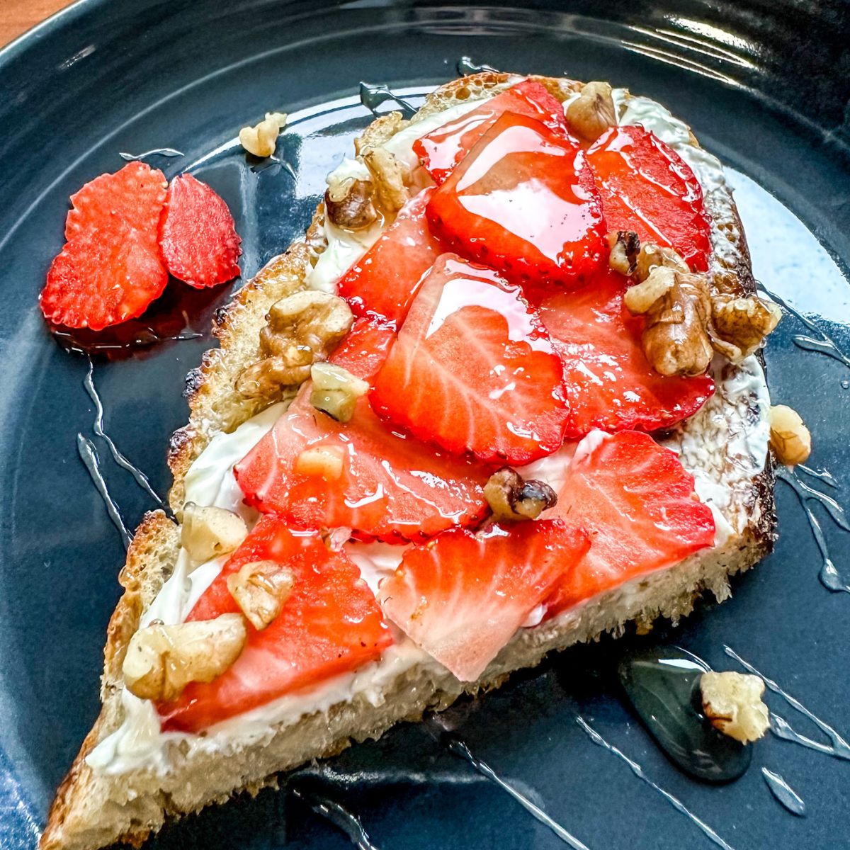 strawberry toast glazed with honey