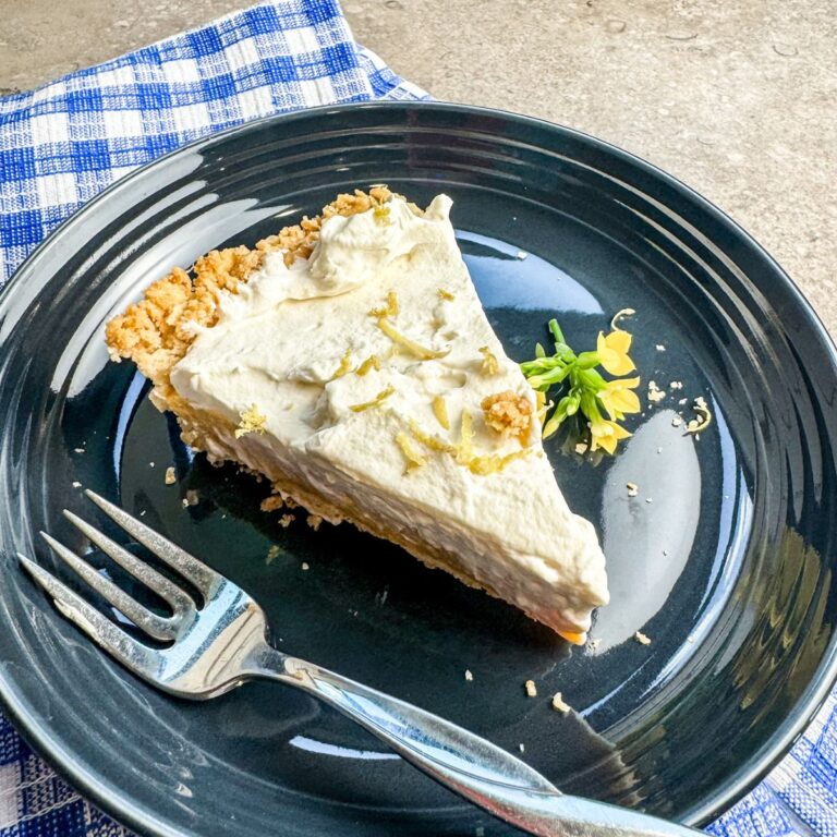 finished lemon pie with a saltine cracker crust.