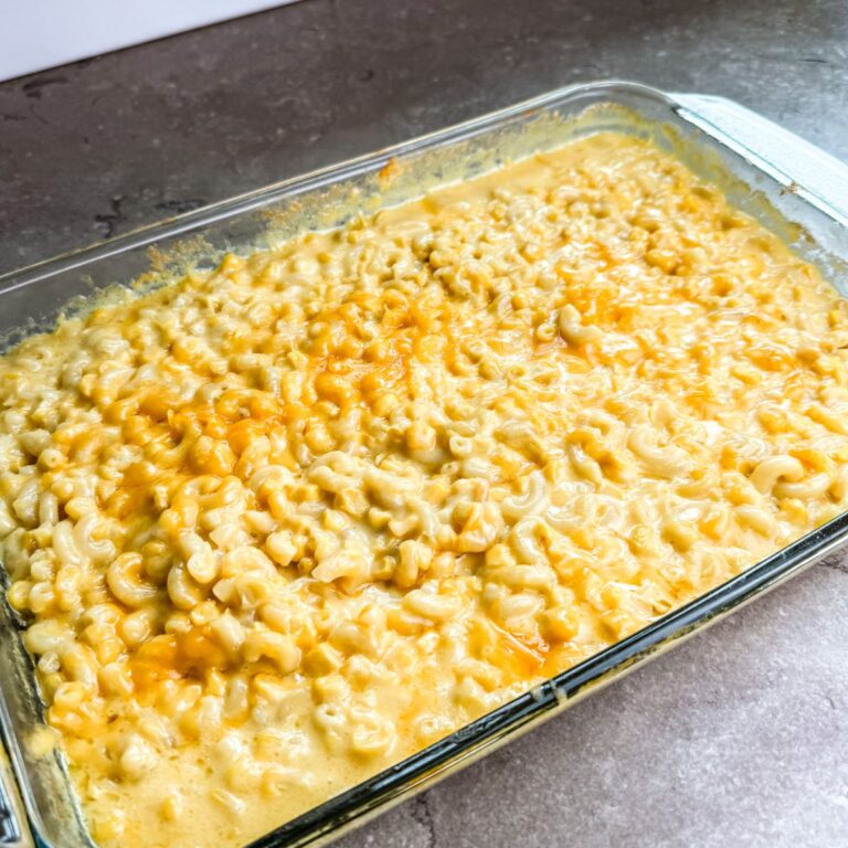 Cornaroni in a glass pan.