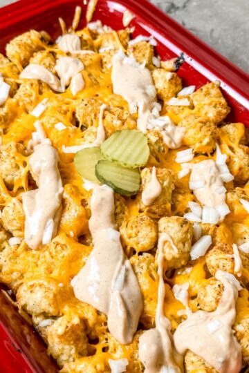 Topped the Pulled Pork Tater Tot Casserole with pickles.