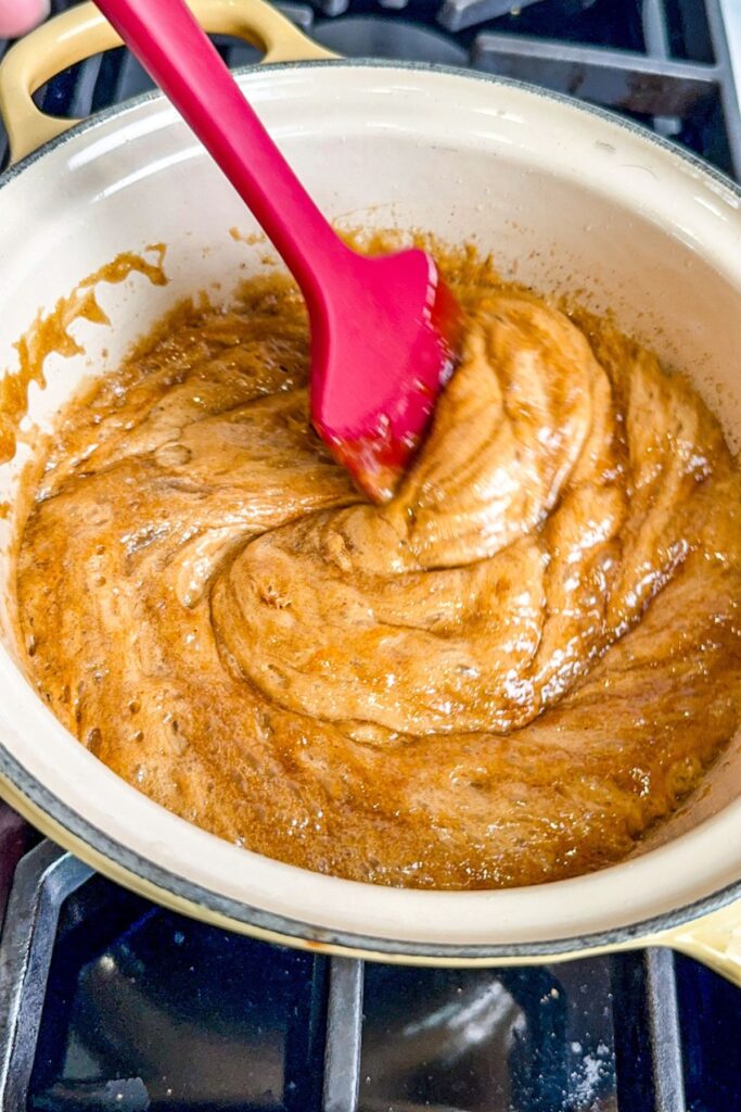 bringing the caramel mixture to a boil. 