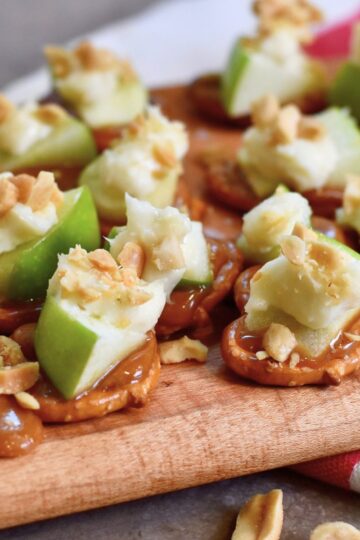 ready-to-eat caramel apple bites served at Thanksgiving.
