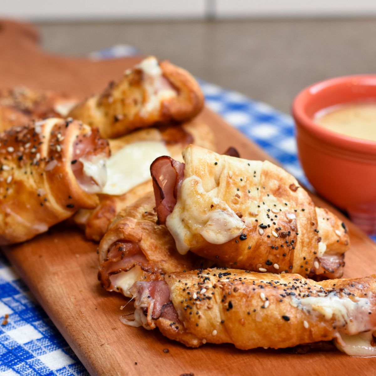 crescent rolls with melted cheese.