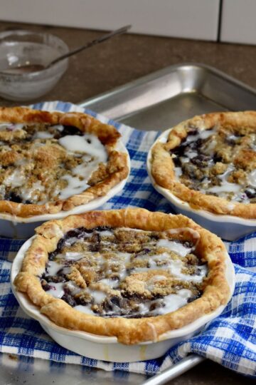 Bring the 3 mini pies to a party.