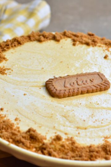 serving the ice cream pie with a Biscoff cookie crust.