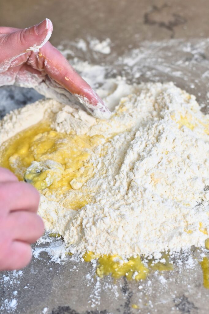 add-in-more-flour-as-you-go After the eggs are whisked, add flour a little at a time.