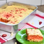 Strawberry cake with cream cheese filling.