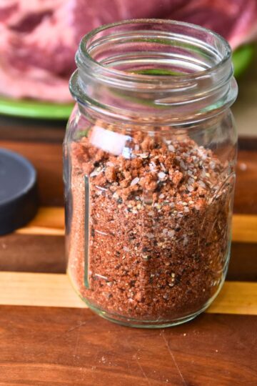 Storing the pulled pork rub in an air-tight mason jar.