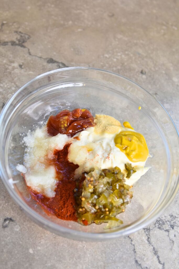 Mix-all-of-the-ingredients-and-put-it-in-the-fridge-for-at-least-two-hours Mix all of the ingredients in a bowl for homemade Big Mac sauce.