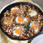 serving my sorghum and sausage skillet to my brunch guest.