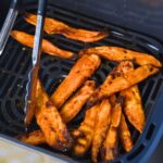 Straight out of the air fryer sweet potato wedges.
