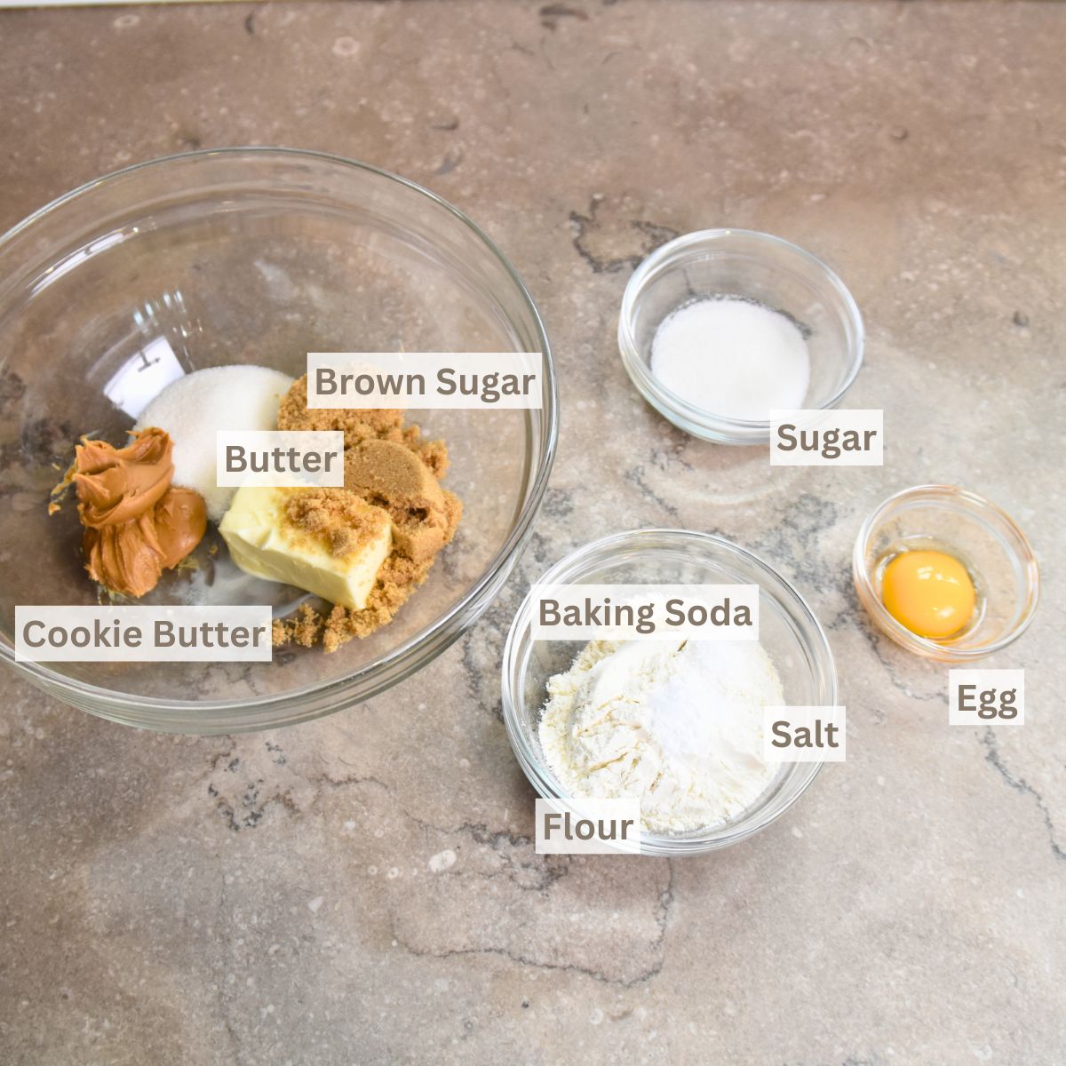 ingredients-you-will-need-to-make-cookie-butter-cookies Ingredients needed to make cookie butter cookies.