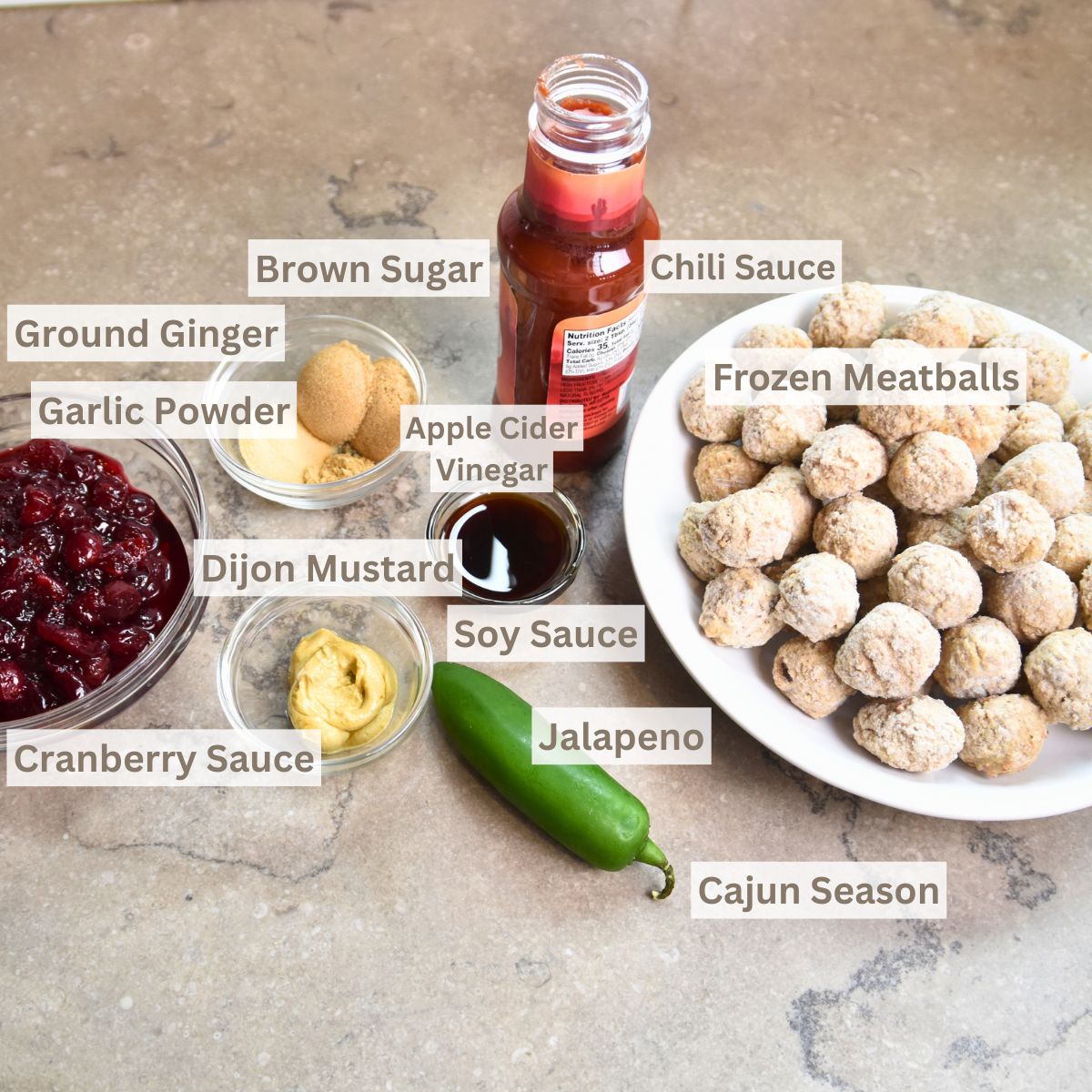 Ingredients-you-need-to-make-these-meatballs Ingredients needed to make jalapeno cranberry meatballs.