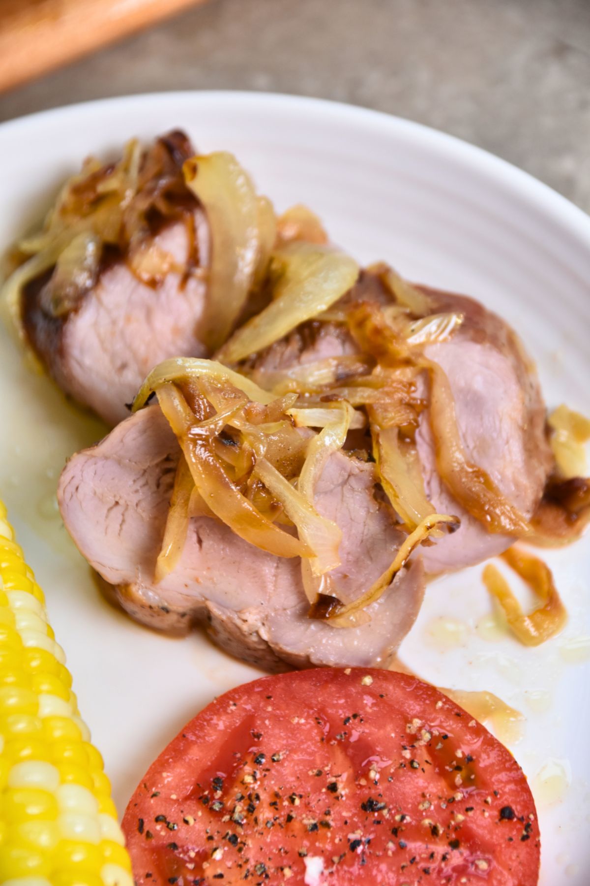 Golden-brown-reverse-sear-pork-tenderloin Perfectly pink pork tenderloin.