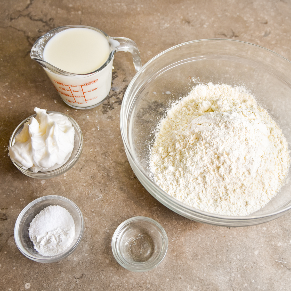 Ingredients for skillet biscuits.