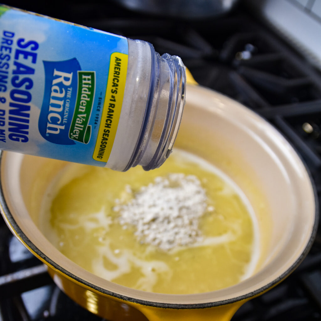Add ranch seasoning to the rue.