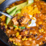 Spoonful of enchilada soup.