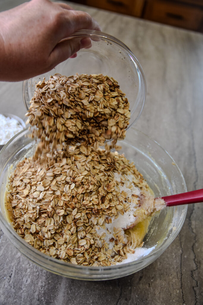Adding toasted oats to bonnie doone oaties