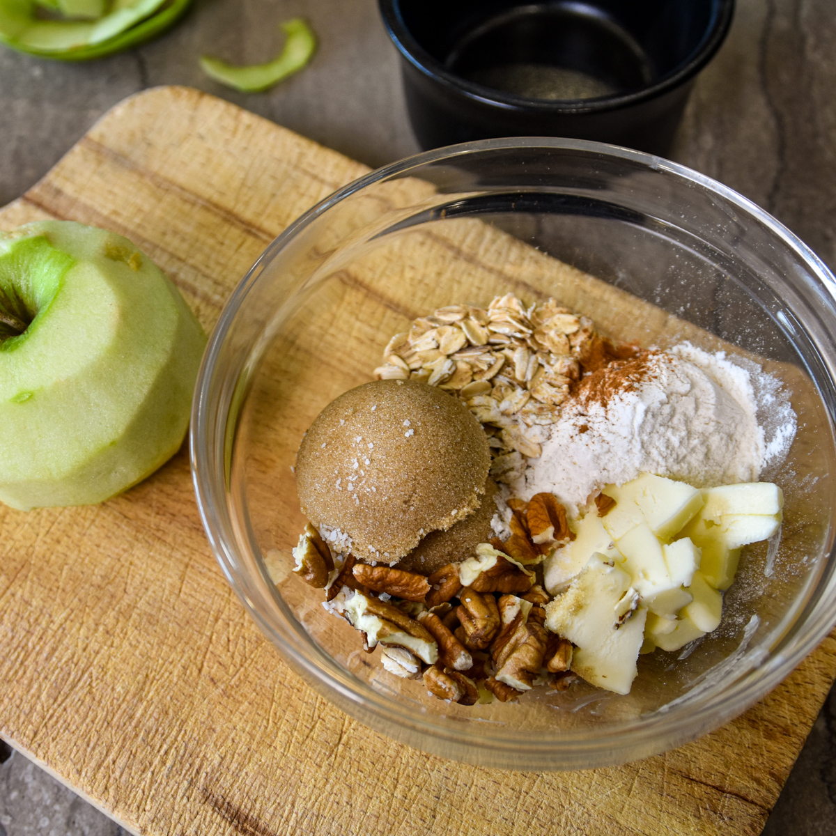 Ingredients for Single Serving Apple Crumble.