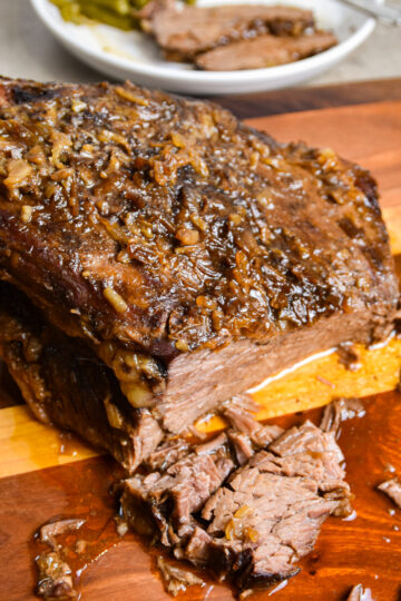 Finished juicy beef brisket.