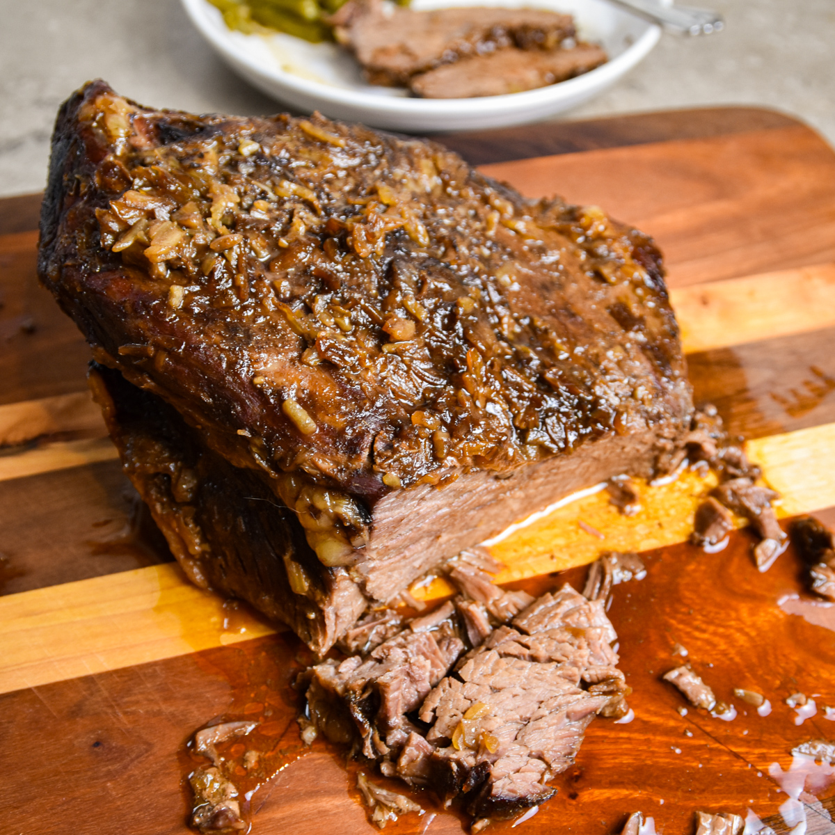 Finished juicy beef brisket.