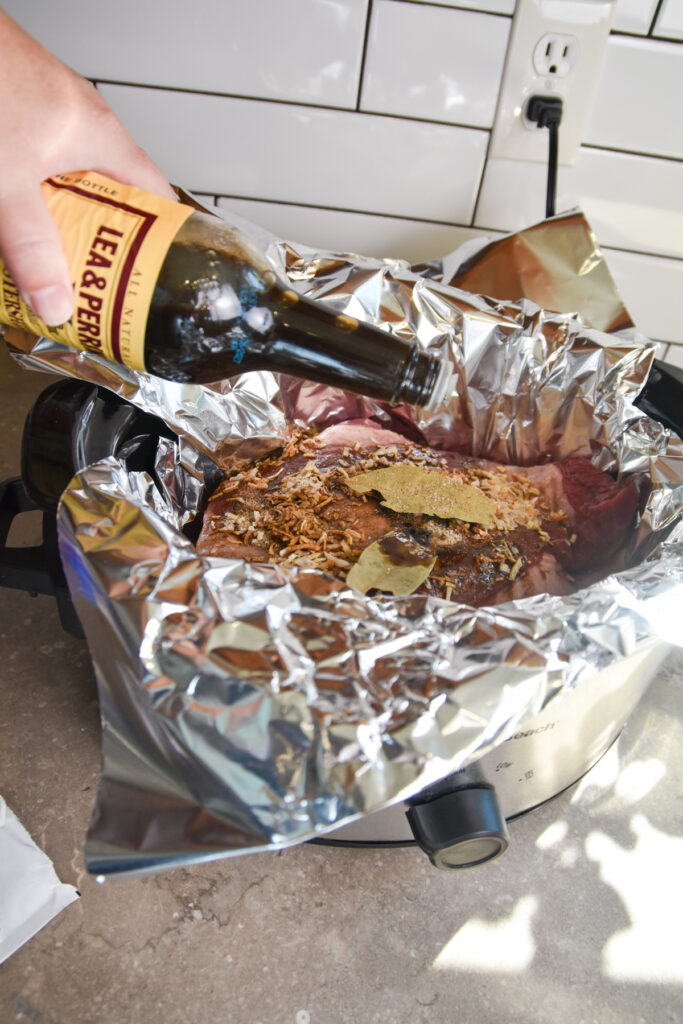 Adding Worcestershire to Easy Slow Cooker Beef Brisket